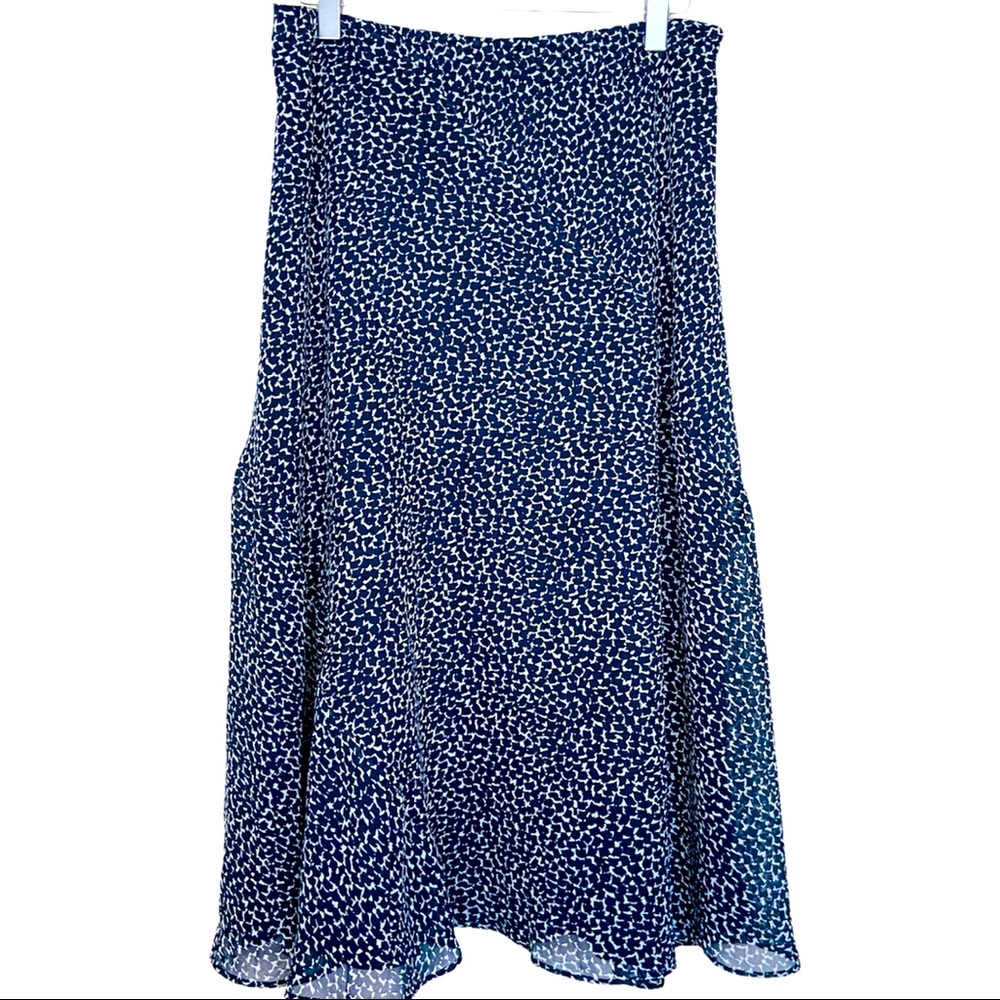 LIZ CLAIBORNE Navy Cream Print Midi Skirt 4